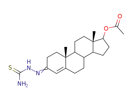 Molecular Structure of 68888-68-6 ((3E)-3-(carbamothioylhydrazono)androst-4-en-17-yl acetate)
