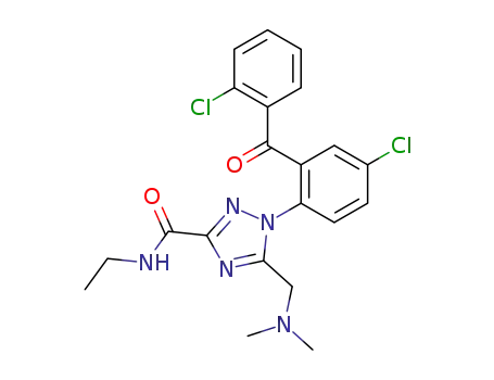 Molecular Structure of 64078-09-7 (1-[4-chloro-2-(2-chlorobenzoyl)phenyl]-5-[(dimethylamino)methyl]-N-ethyl-1H-1,2,4-triazole-3-carboxamide)