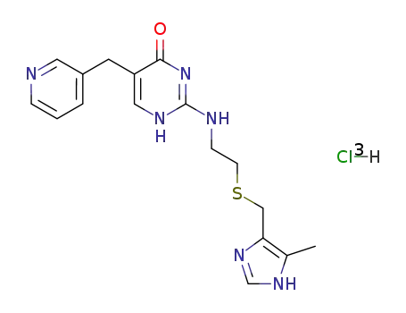 4(1H)-Pyrimidinone, 2-((2-(((5-methyl-1H-imidazol-4-yl)methyl)thio)ethyl)amino)-5-(3-pyridinylmethyl)-, trihydrochloride