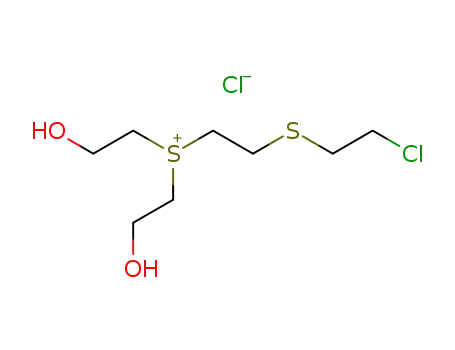Molecular Structure of 64036-91-5 (BIS(2-HYDROXYETHYL)-2-(2-CHLOROETHYLTHIO)ETHYLSULPHONIUMCHLORIDE)