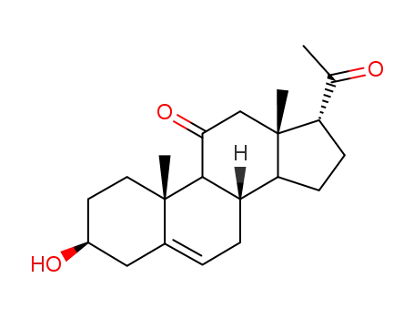 Molecular Structure of 640-73-3 ((3beta)-3-hydroxypregn-5-ene-11,20-dione)