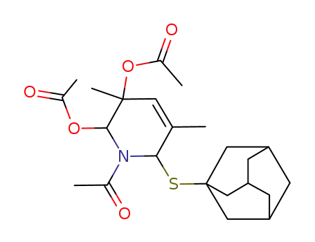 Molecular Structure of 68764-27-2 (1-acetyl-3,5-dimethyl-6-(tricyclo[3.3.1.1~3,7~]dec-1-ylsulfanyl)-1,2,3,6-tetrahydropyridine-2,3-diyl diacetate)