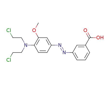 Molecular Structure of 64253-11-8 (3-[(E)-{4-[bis(2-chloroethyl)amino]-3-methoxyphenyl}diazenyl]benzoic acid)