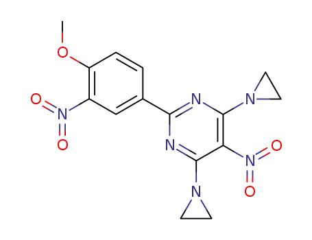 Molecular Structure of 64441-05-0 (4,6-bis(aziridin-1-yl)-2-(4-methoxy-3-nitrophenyl)-5-nitropyrimidine)