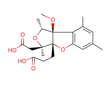 (+/-)-3-(3<i>c</i>-carboxymethyl-8b-methoxy-1<i>t</i>,3<i>t</i>,6,8-tetramethyl-(8b<i>c</i>)-1,8b-dihydro-furo[3,4-<i>b</i>]benzofuran-3a<i>r</i>-yl)-propionic acid