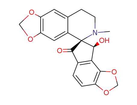 Molecular Structure of 31456-80-1 (Spiro[1,3-dioxolo[4,5-g]isoquinoline-5(6H),7'-[7H]indeno[4,5-d][1,3]dioxol]-6'(8'H)-one,7,8-dihydro-8'-hydroxy-6-methyl-, (5S,8'S)- (9CI))