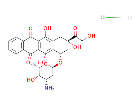 5,12-Naphthacenedione,7-[(3-amino-2,3,6-trideoxy-a-L-lyxo-hexopyranosyl)oxy]-7,8,9,10-tetrahydro-6,9,11-trihydroxy-9-(hydroxyacetyl)-,hydrochloride, (7S,9S)- (9CI) cas  64363-63-9