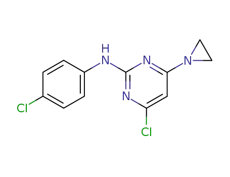 Molecular Structure of 64398-22-7 (4-(aziridin-1-yl)-6-chloro-N-(4-chlorophenyl)pyrimidin-2-amine)
