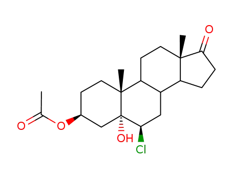 Molecular Structure of 50629-91-9 (Acetic acid (3S,5R,6R,10R,13S)-6-chloro-5-hydroxy-10,13-dimethyl-17-oxo-hexadecahydro-cyclopenta[a]phenanthren-3-yl ester)