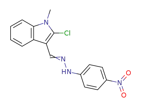 Molecular Structure of 64209-09-2 (2-chloro-1-methyl-3-{[2-(4-nitrophenyl)hydrazinylidene]methyl}-1H-indole)