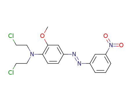 Molecular Structure of 64253-13-0 (N,N-bis(2-chloroethyl)-2-methoxy-4-[(E)-(3-nitrophenyl)diazenyl]aniline)