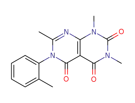 Molecular Structure of 64467-34-1 (1,3,7-trimethyl-6-(2-methylphenyl)pyrimido[4,5-d]pyrimidine-2,4,5(1H,3H,6H)-trione)