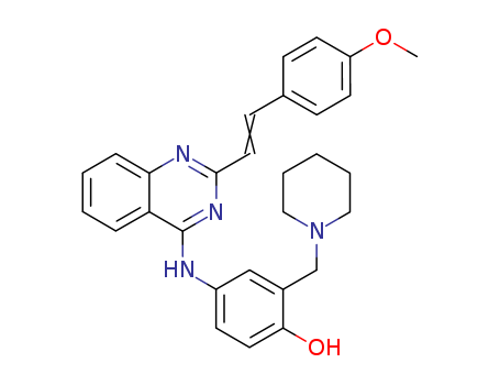 Phenol,4-[[2-[2-(4-methoxyphenyl)ethenyl]-4-quinazolinyl]amino]-2-(1-piperidinylmethyl)- cas  69018-98-0