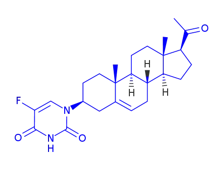 Molecular Structure of 64226-68-2 (5-fluoro-1-(20-oxopregn-5-en-3-yl)pyrimidine-2,4(1H,3H)-dione)