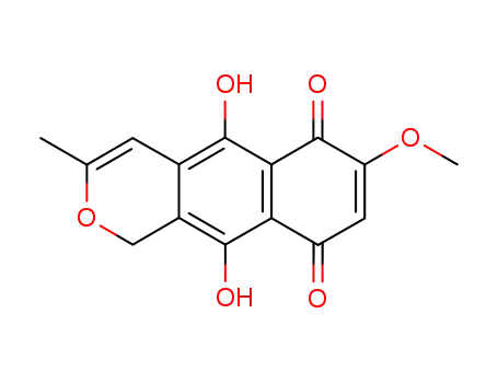 Molecular Structure of 64421-39-2 (5,10-dihydroxy-7-methoxy-3-methyl-1H-benzo[g]isochromene-6,9-dione)
