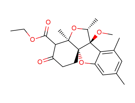 (4a<i>RS</i>,11a<i>RS</i>)-6a-methoxy-4a,6<i>c</i>,7,9-tetramethyl-3-oxo-(4a<i>r</i>,6a<i>t</i>)-2,3,4,4a,6,6a-hexahydro-1<i>H</i>-benzofuro[3a,3-<i>b</i>]benzofuran-4-carboxylic acid ethyl ester