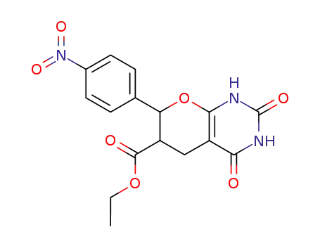 Molecular Structure of 69310-75-4 (ethyl 7-(4-nitrophenyl)-2,4-dioxo-1,3,4,5,6,7-hexahydro-2H-pyrano[2,3-d]pyrimidine-6-carboxylate)