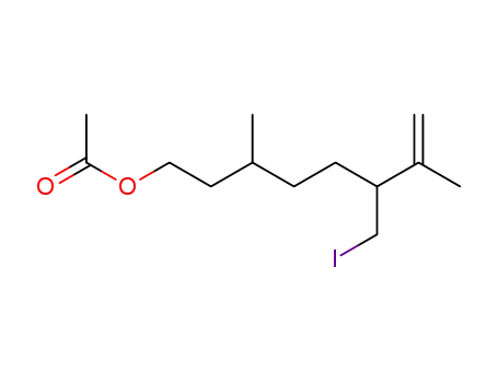 Acetic acid 6-iodomethyl-3,7-dimethyl-oct-7-enyl ester