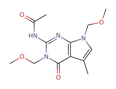 Molecular Structure of 62805-57-6 (Acetamide,
N-[4,7-dihydro-3,7-bis(methoxymethyl)-5-methyl-4-oxo-3H-pyrrolo[2,3-d
]pyrimidin-2-yl]-)