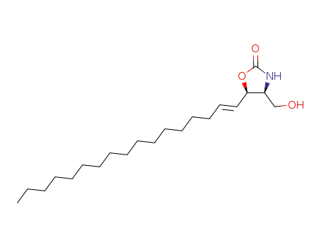 Molecular Structure of 128751-67-7 (<2(S),3(R),4E>-2-amino-2-N,3-O-carbonyl-4-eicosene-1,3-diol)