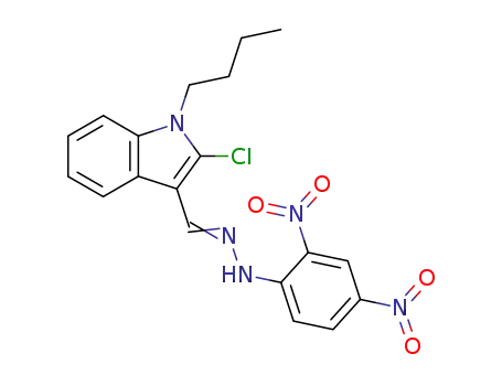 Molecular Structure of 64209-20-7 (1-butyl-2-chloro-3-{[2-(2,4-dinitrophenyl)hydrazinylidene]methyl}-1H-indole)