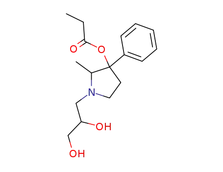 Molecular Structure of 69552-04-1 (1-(2,3-Dihydroxypropyl)-2-methyl-3-phenylpyrrolidin-3-ol 3-propionate)