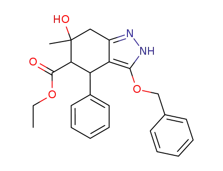Molecular Structure of 64670-56-0 (ethyl (4S,5R,6S)-3-(benzyloxy)-6-hydroxy-6-methyl-4-phenyl-4,5,6,7-tetrahydro-1H-indazole-5-carboxylate)