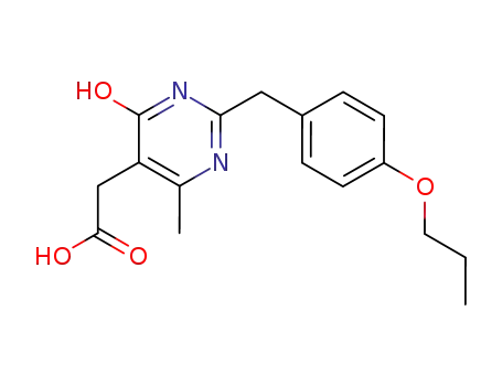 Molecular Structure of 64677-96-9 ([6-methyl-4-oxo-2-(4-propoxybenzyl)-1,4-dihydropyrimidin-5-yl]acetic acid)