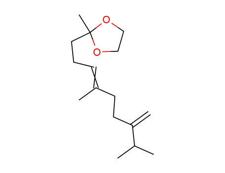 Molecular Structure of 66972-07-4 (1,3-Dioxolane, 2-(4,8-dimethyl-7-methylene-3-nonenyl)-2-methyl-, (E)-)