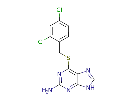 Molecular Structure of 6950-19-2 (6-[(2,4-dichlorobenzyl)sulfanyl]-5H-purin-2-amine)