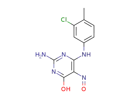 Molecular Structure of 6939-51-1 (2-amino-6-[(3-chloro-4-methylphenyl)amino]-5-nitrosopyrimidin-4(1H)-one)