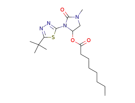 Molecular Structure of 64920-93-0 (3-(5-tert-butyl-1,3,4-thiadiazol-2-yl)-1-methyl-2-oxoimidazolidin-4-yl octanoate)