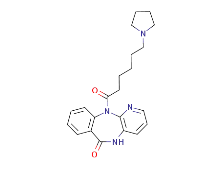 Molecular Structure of 69549-28-6 (11-(6-pyrrolidin-1-ylhexanoyl)-5,11-dihydro-6H-pyrido[2,3-b][1,4]benzodiazepin-6-one)