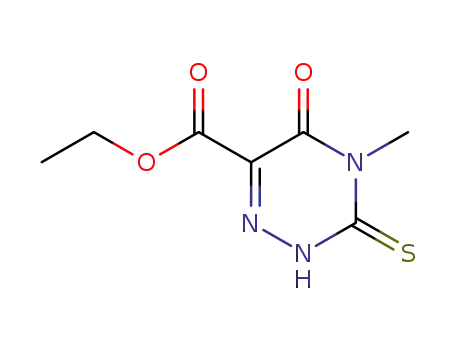 Molecular Structure of 6939-49-7 (ethyl 4-methyl-5-oxo-3-thioxo-2,3,4,5-tetrahydro-1,2,4-triazine-6-carboxylate)