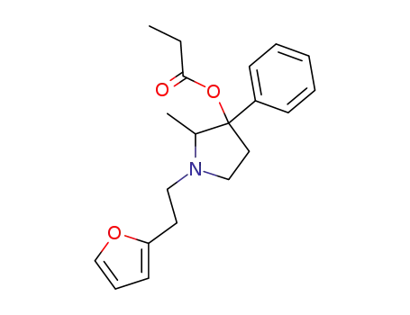 Molecular Structure of 69552-10-9 (1-[2-(2-Furyl)ethyl]-2-methyl-3-phenylpyrrolidin-3-ol propionate)