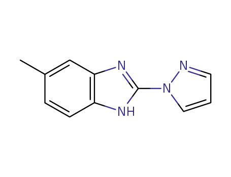 Molecular Structure of 6488-89-7 (1H-Benzimidazole,5-methyl-2-(1H-pyrazol-1-yl)-(9CI))