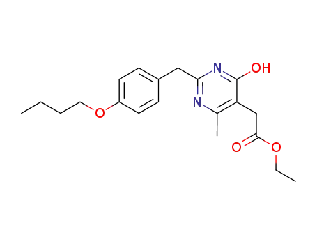 Molecular Structure of 64678-03-1 (ethyl [2-(4-butoxybenzyl)-6-methyl-4-oxo-1,4-dihydropyrimidin-5-yl]acetate)