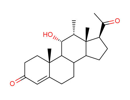 Molecular Structure of 1048-86-8 (11-hydroxy-12-methylpregn-4-ene-3,20-dione)