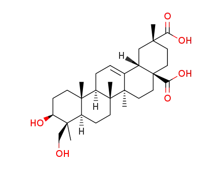 Molecular Structure of 96284-36-5 ((3beta,5xi,18alpha)-3,24-dihydroxyolean-12-ene-28,29-dioic acid)