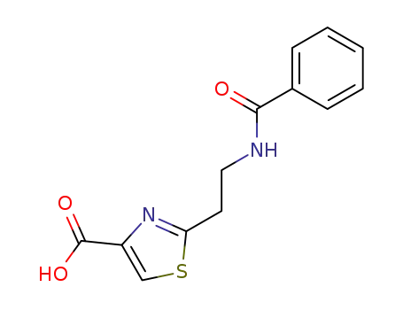 Molecular Structure of 64949-89-9 (2-[2-(benzoylamino)ethyl]-1,3-thiazole-4-carboxylic acid)