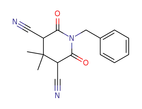 Molecular Structure of 64729-45-9 (1-benzyl-4,4-dimethyl-2,6-dioxopiperidine-3,5-dicarbonitrile)