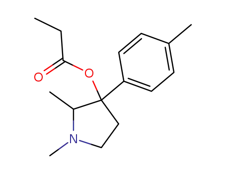 Molecular Structure of 69552-07-4 (1,2-Dimethyl-3-(p-tolyl)pyrrolidin-3-ol propionate)
