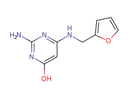 Molecular Structure of 6944-09-8 (2-amino-6-[(furan-2-ylmethyl)amino]pyrimidin-4(1H)-one)