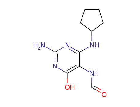Molecular Structure of 6961-21-3 (N-[2-amino-6-(cyclopentylamino)-4-oxo-1,4-dihydropyrimidin-5-yl]formamide)
