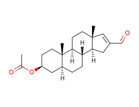 Molecular Structure of 65065-57-8 ((3beta,5alpha)-16-formylandrost-16-en-3-yl acetate)