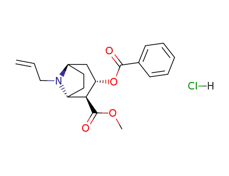 Molecular Structure of 69610-27-1 (8-Azabicyclo(3.2.1)octane-2-carboxylic acid, 3-(benzoyloxy)-8-(2-prope nyl)-, methyl ester, hydrochloride, (1R-(exo,exo))-)