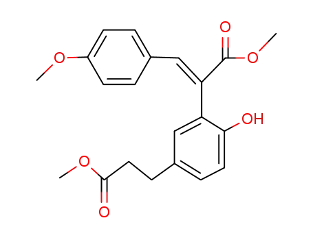 Molecular Structure of 69721-91-1 (4-Hydroxy-3-[(E)-1-(methoxycarbonyl)-2-(4-methoxyphenyl)ethenyl]benzenepropanoic acid methyl ester)