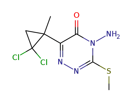 Molecular Structure of 69636-40-4 (4-amino-6-(2,2-dichloro-1-methyl-cyclopropyl)-3-methylsulfanyl-1,2,4-triazin-5-one)