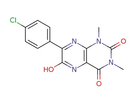 Molecular Structure of 65158-50-1 (2,4,6(3H)-Pteridinetrione,  7-(4-chlorophenyl)-1,5-dihydro-1,3-dimethyl-)