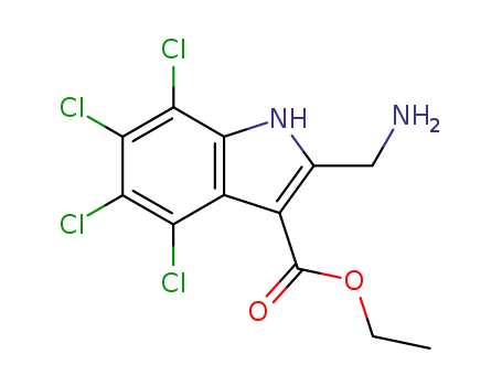 Molecular Structure of 65047-98-5 (ethyl 2-(aminomethyl)-4,5,6,7-tetrachloro-1H-indole-3-carboxylate)